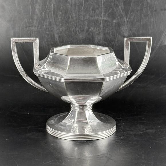 Vintage Art Deco Barbour Silver Co Silverplate Sugar Bowl Mono 5309 - Picture 3 of 10